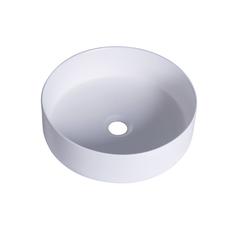 14 in. Round White Finish Ceramic Vessel Bathroom Vanity Sink