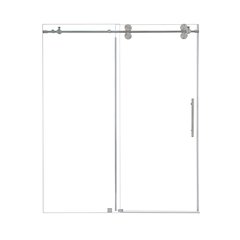Single Sliding Frameless Shower Door in Brushed Nickel with Clear Glass