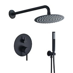 Complete Shower System in Matte Black with Rough-In Valve