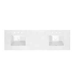 Ceres 73. in Engineered Stone Vanity Top in Grain White with Double White Sink