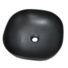 16 in. Square Black Finish Ceramic Bathroom Vanity Sink