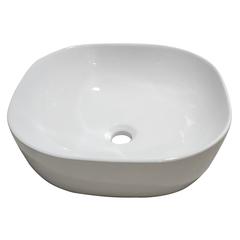 16 in. Square White Finish Ceramic Bathroom Vanity Sink