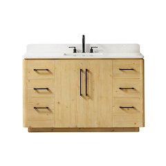 54" Single Bathroom Vanity in Nature Brown with Grain White