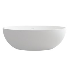 67" x 39" Solid Surface Soaking Bathtub in Matte White and Integrated Overflow