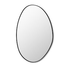 28"x36" Irregular Aluminum Framed in Matte Black Modern Bathroom Wall Mirror