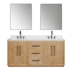 72" Double Bathroom Vanity Grain White Engineered Stone Countertop