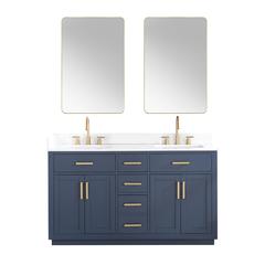 60" Double Bathroom Vanity in Royal Blue with Mirror