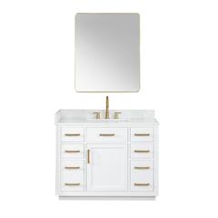 42" Single Bathroom Vanity in White with Mirror