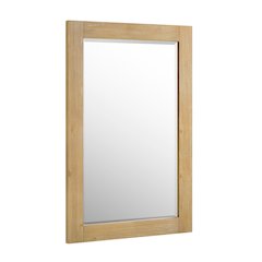 24" Rectangular Bathroom Wood Framed Wall Mirror in Light Brown