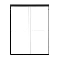 Framed Shower Door in Matte Black with Clear Glass