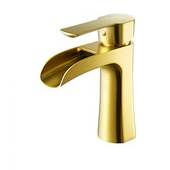 Single Hole Single-Handle Waterfall Bathroom Faucet in Brushed Gold