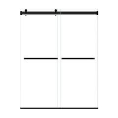 By Pass Frameless Shower Door in Matte Black with Clear Glass