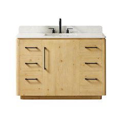 48" Single Bathroom Vanity in Nature Brown with Grain White