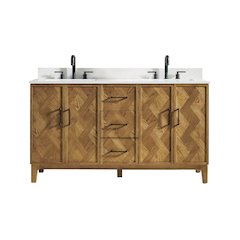 Clara 60" Double Bathroom Vanity in Weathered Brown