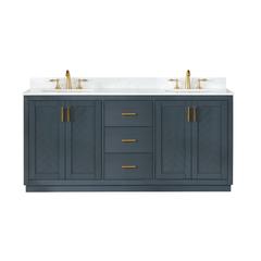 72" Double Bathroom Vanity Set in Classic Blue without Mirror