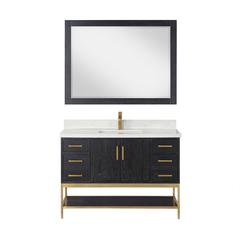 48" Single Bathroom Vanity Set in Black Oak with Mirror