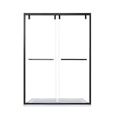 By Pass Semi Frameless Shower Door in Matte Black with Clear Glass