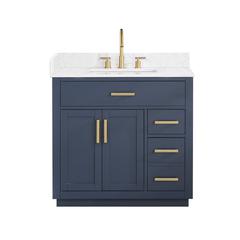 36" Single Bathroom Vanity in Royal Blue without Mirror