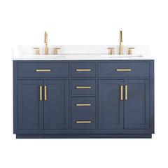 60" Double Bathroom Vanity in Royal Blue without Mirror