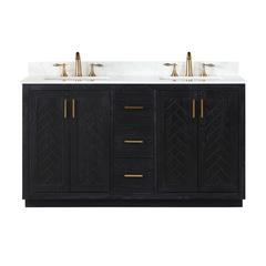 60" Double Bathroom Vanity Set in Black Oak without Mirror