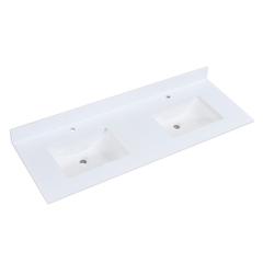 60 in. Composite Stone Vanity Top in Snow White with White Sink