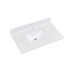 37 in. Composite Stone Vanity Top in Aosta White with White Sink