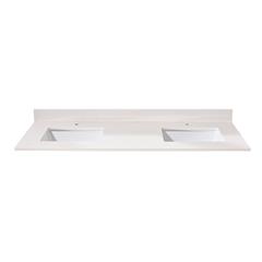 61 in. Composite Stone Vanity Top in Milano White with White Sink