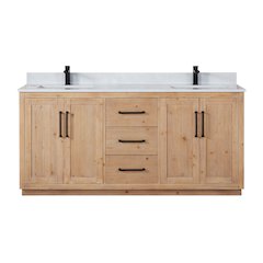72" Double Bathroom Vanity with Grain White Countertop without Mirror