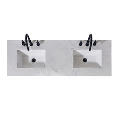 60. in Composite Stone Vanity Top in Aosta White Apron with White Sink