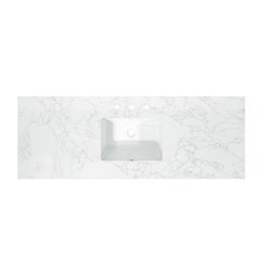 Ceres 61. in Engineered Stone Vanity Top in Grain White with Single White Sink