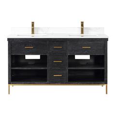 60" Double Bathroom Vanity Set in Black Oak without Mirror