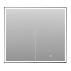 36"x32" Rectangular Bathroom Black Aluminum Mirror Medicine Cabinet