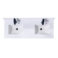 61. in Composite Stone Vanity Top in Snow White with Double White Sink