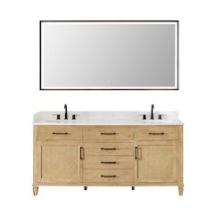 72" Double Bathroom Vanity in with Grain White Engineered Stone Countertop
