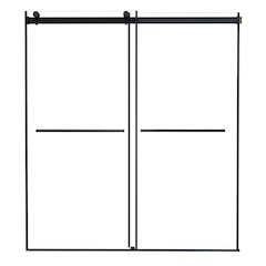 Frameless Exposed Roller Shower Door in Matte Black with Clear Glass