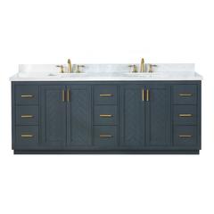 84" Double Bathroom Vanity Set in Classic Blue without Mirror
