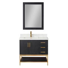 36" Single Bathroom Vanity Set in Black Oak with Mirror