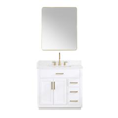 36" Single Bathroom Vanity in White with Mirror