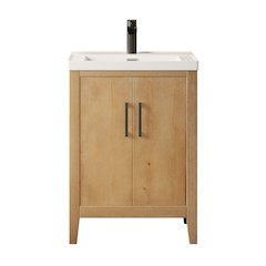 24" Single Bathroom Vanity in with White Ceramic Intergated Sink without Mirror