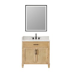 36" Single Bathroom Vanity in with Grain White Engineered Stone Countertop