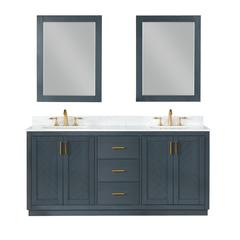72" Double Bathroom Vanity Set in Classic Blue with Mirror