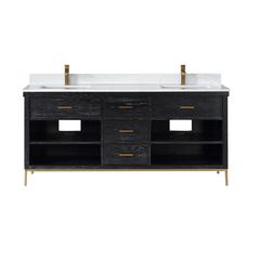 72" Double Bathroom Vanity Set in Black Oak without Mirror