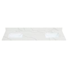 Arbios 72. in Quartz Stone Vanity Top in Calacatta White with White Sink