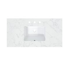 Ceres 43. in Engineered Stone Vanity Top in Grain White with Single White Sink