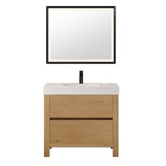 36" Single Bathroom Vanity in with White Artificial Stone Integrated Sink