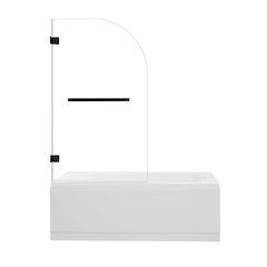 Frameless Hinged Tub Door in Matte Black with Clear Glass