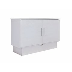 White Queen Wood Cabinet Bed with Compact Design and Usable Top Surface