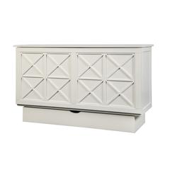 Queen Cabinet Bed White Finish Free Standing Guest Bed Useable Top Surface