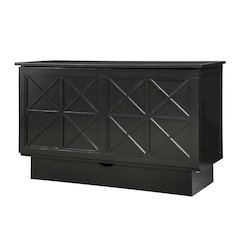 Black Queen Cabinet Bed Wood Frame Murphy Style with 500 lbs Capacity