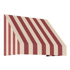 Awntech 3.375 ft New Yorker Fixed Awning Acrylic Fabric, Burgundy/Tan Stripe